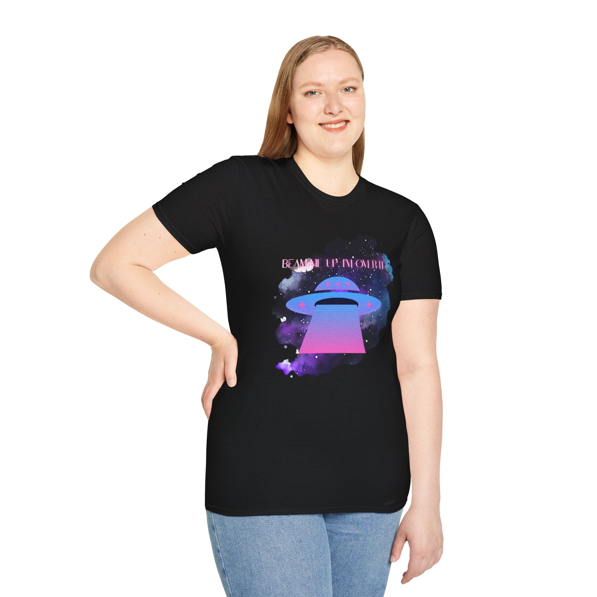 Galactic Alien Unisex tshirt, Beam Me Up I'm Over it, Neon Space Tee