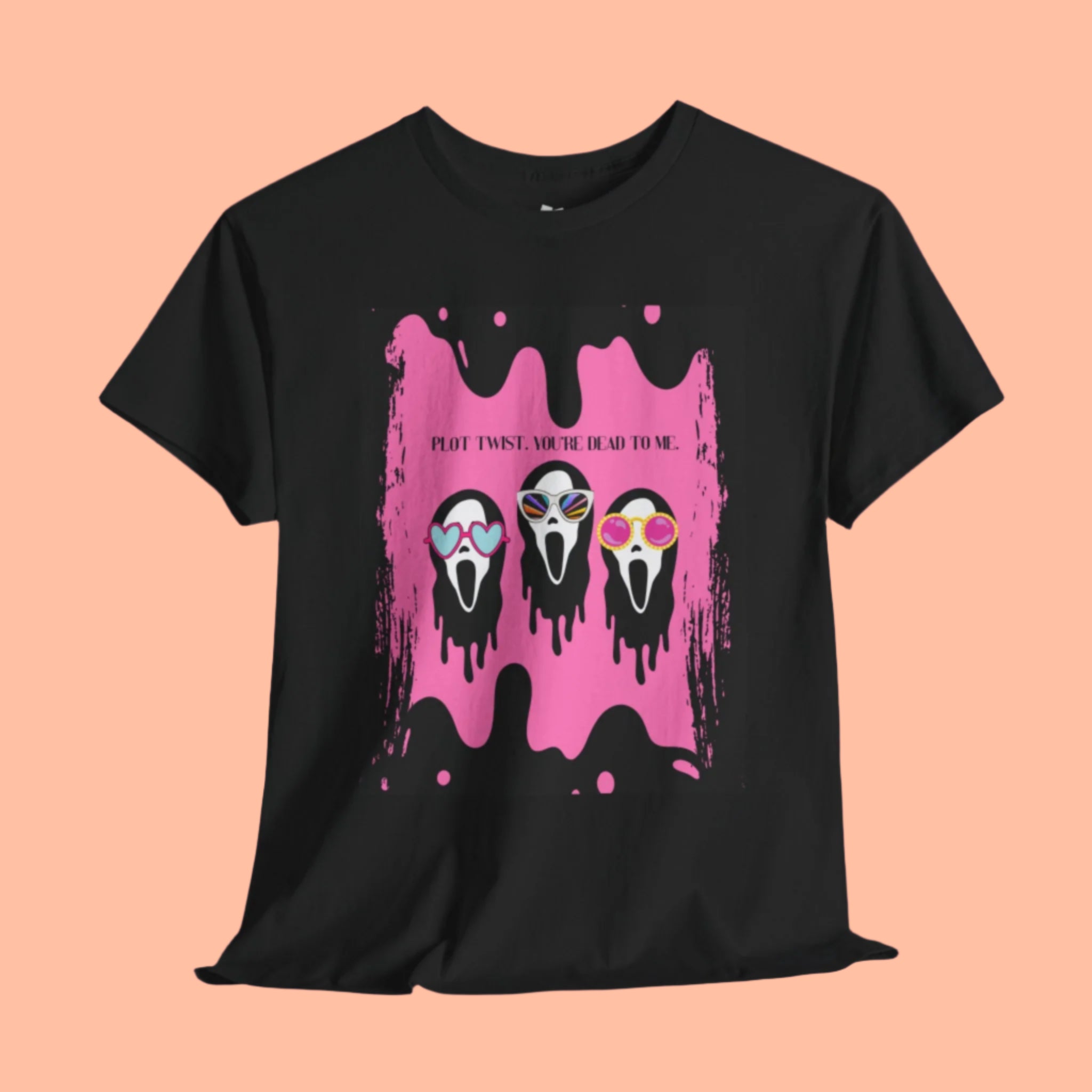 Plot twist. You're dead to me, Scream-inspired graphic t-shirt, Y2K horror tee