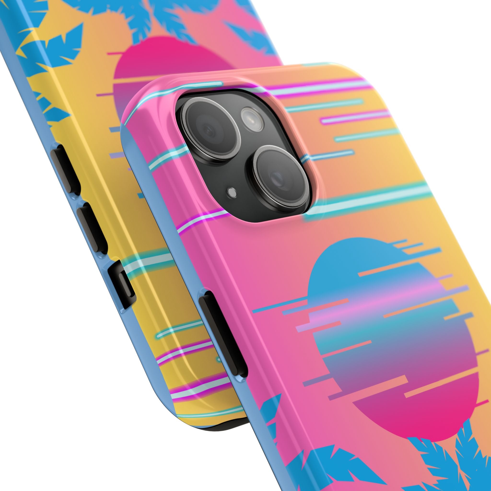 Tropical Flamingo Phone Case, Neon 80s Vibe iPhone Case