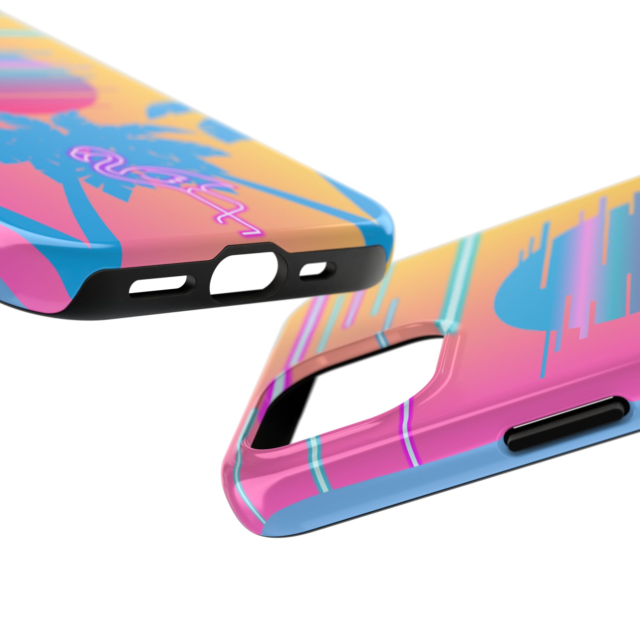 Tropical Flamingo Phone Case, Neon 80s Vibe iPhone Case