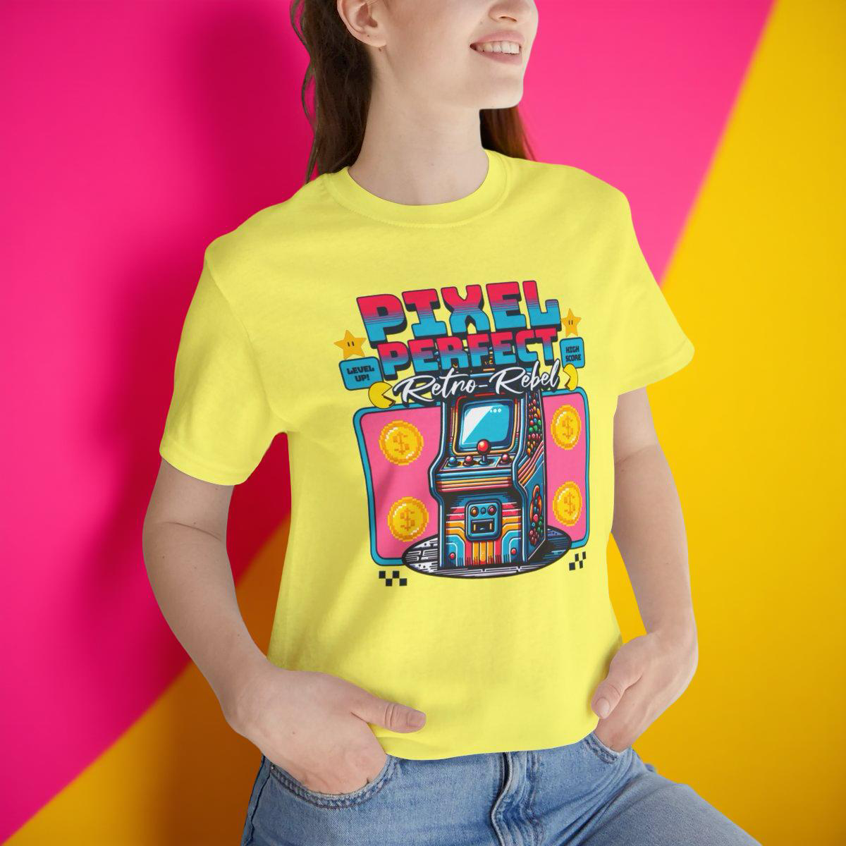 Retro Arcade Unisex Shirt - Insert Coin to look Cooler, Pixel Perfect - Retro Rebel , Y2K Shirt , 80s 90s Gamer Tee