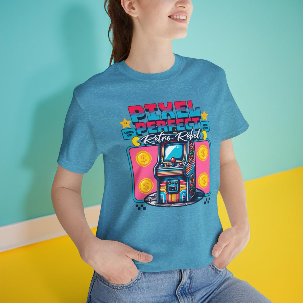 Retro Arcade Unisex Shirt - Insert Coin to look Cooler, Pixel Perfect - Retro Rebel , Y2K Shirt , 80s 90s Gamer Tee